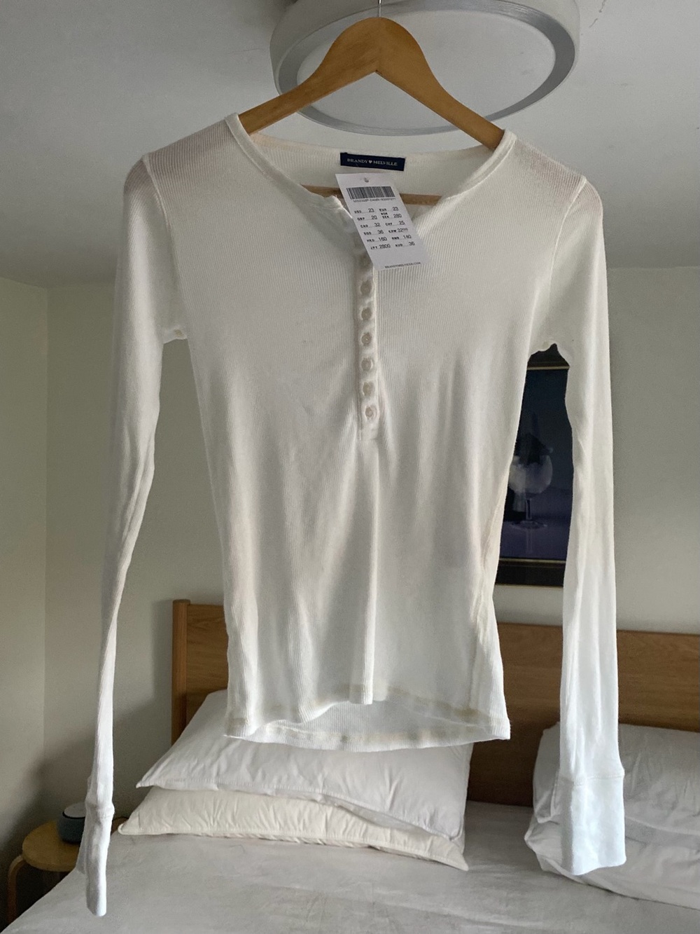 Brandy Melville white long sleeve Henley top
